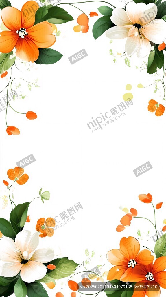 底纹边框唯美花朵