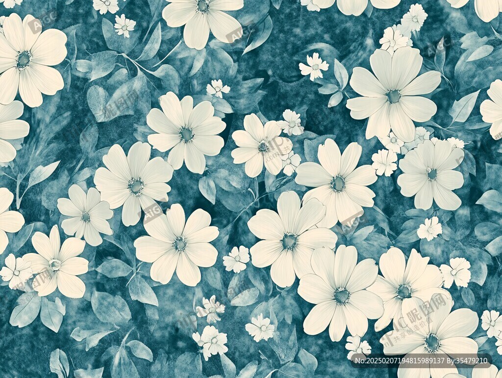 蓝色花卉壁纸