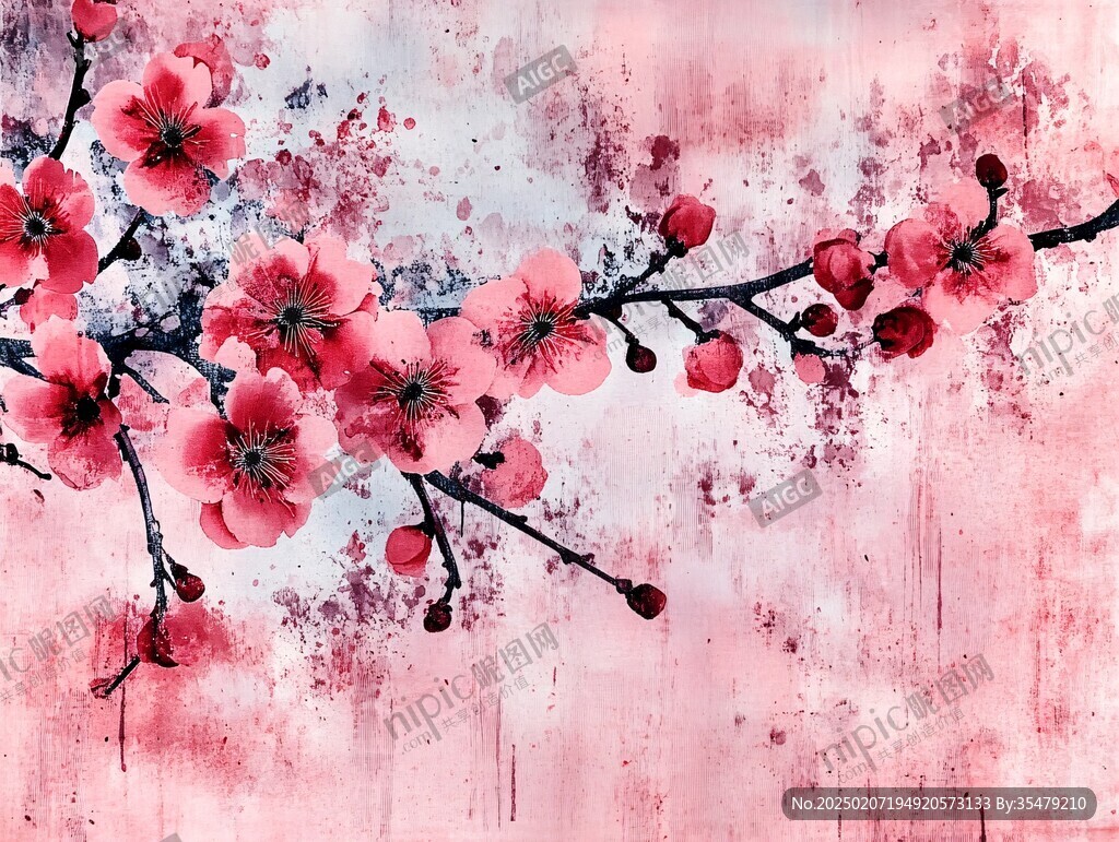 无框画桃花