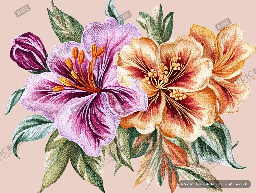 手绘百合花花卉