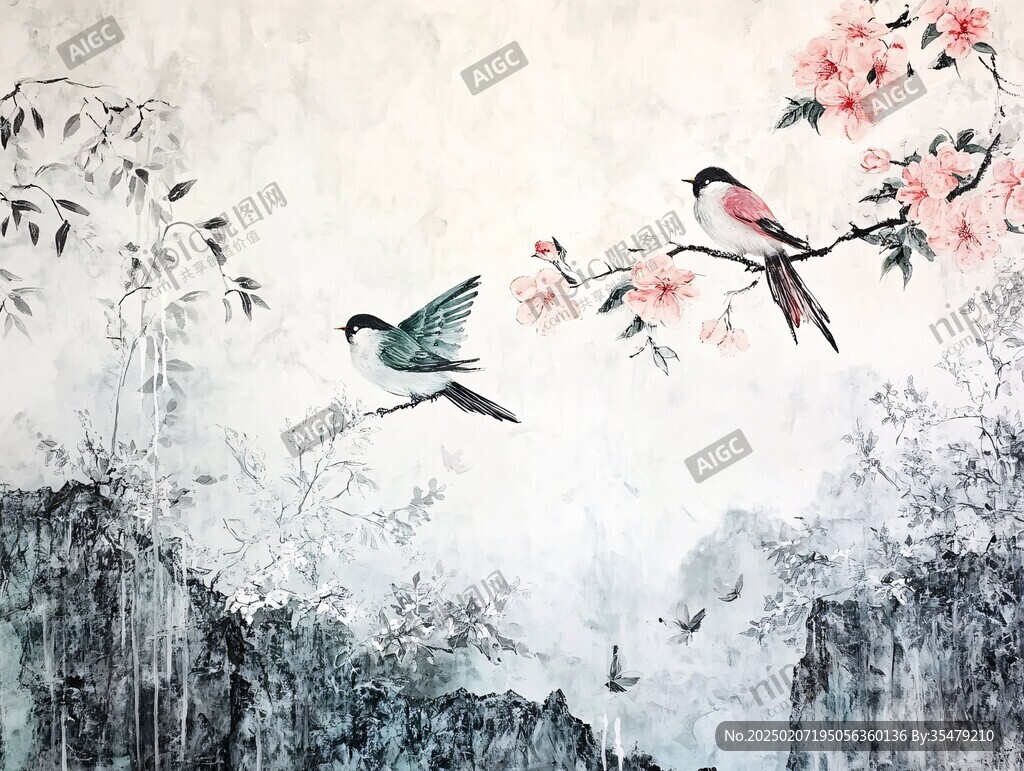 花鸟墙绘