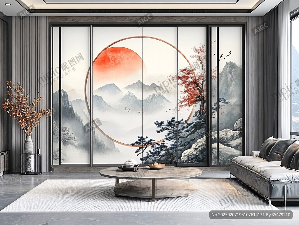 现代轻奢中式背景墙