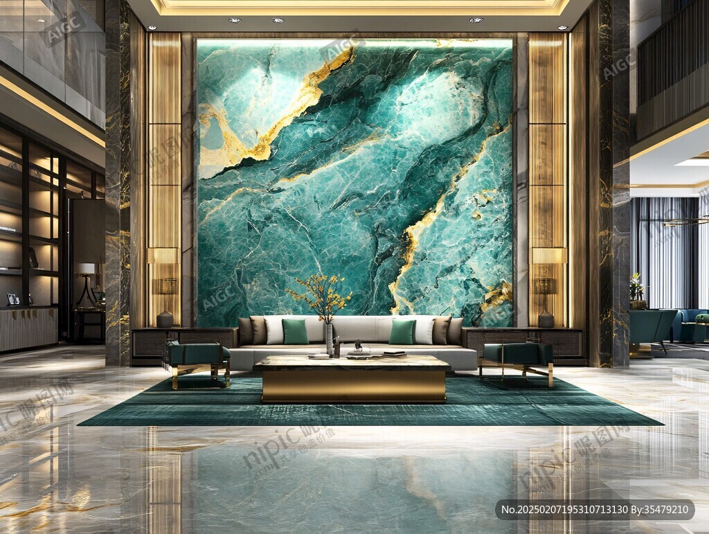 黑蓝色大理石材背景墙