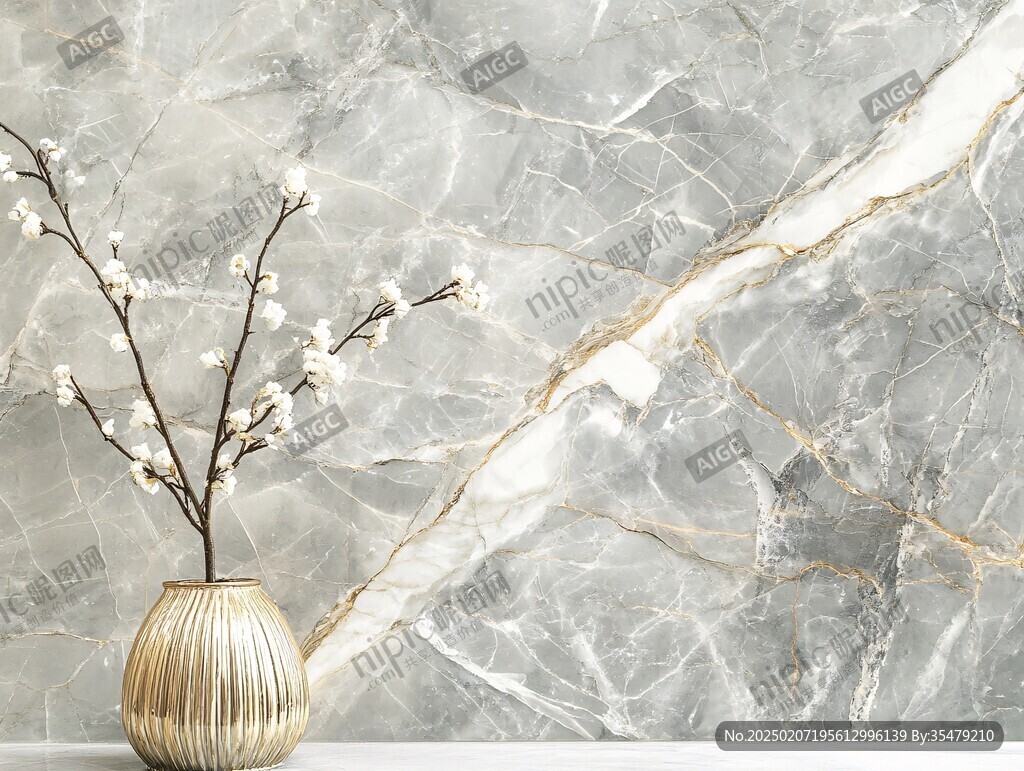 极简金箔石根线条对拼