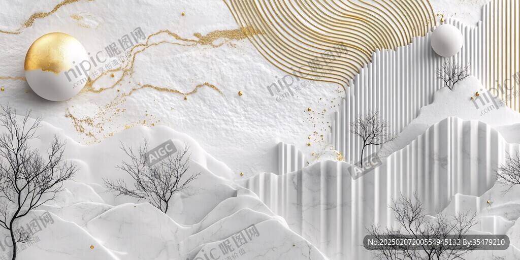 轻奢立体山水画