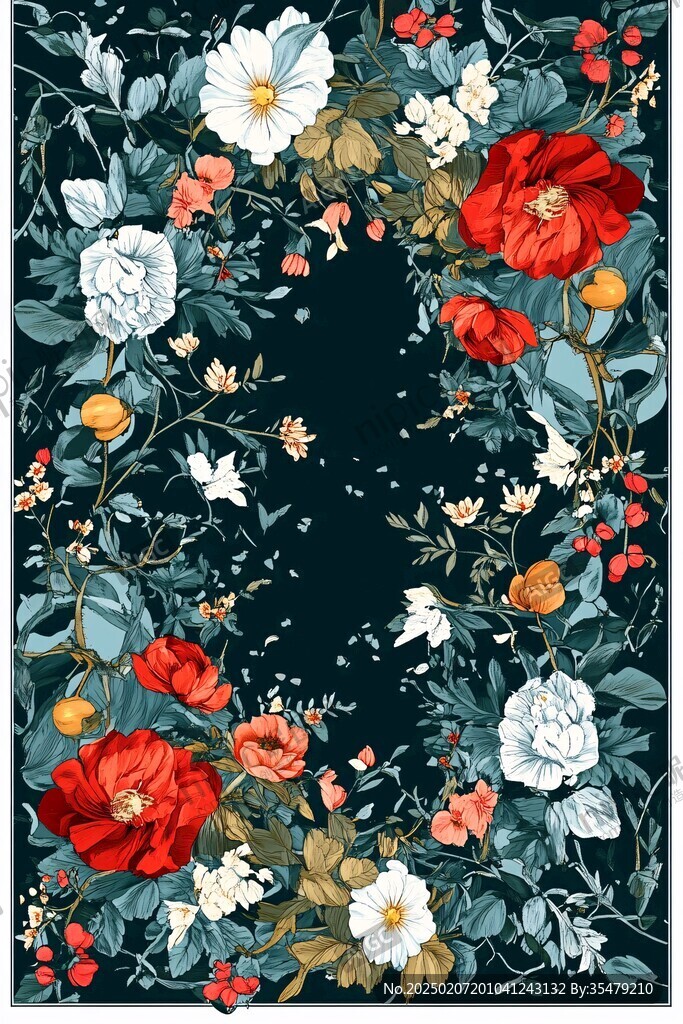 深色底花稿