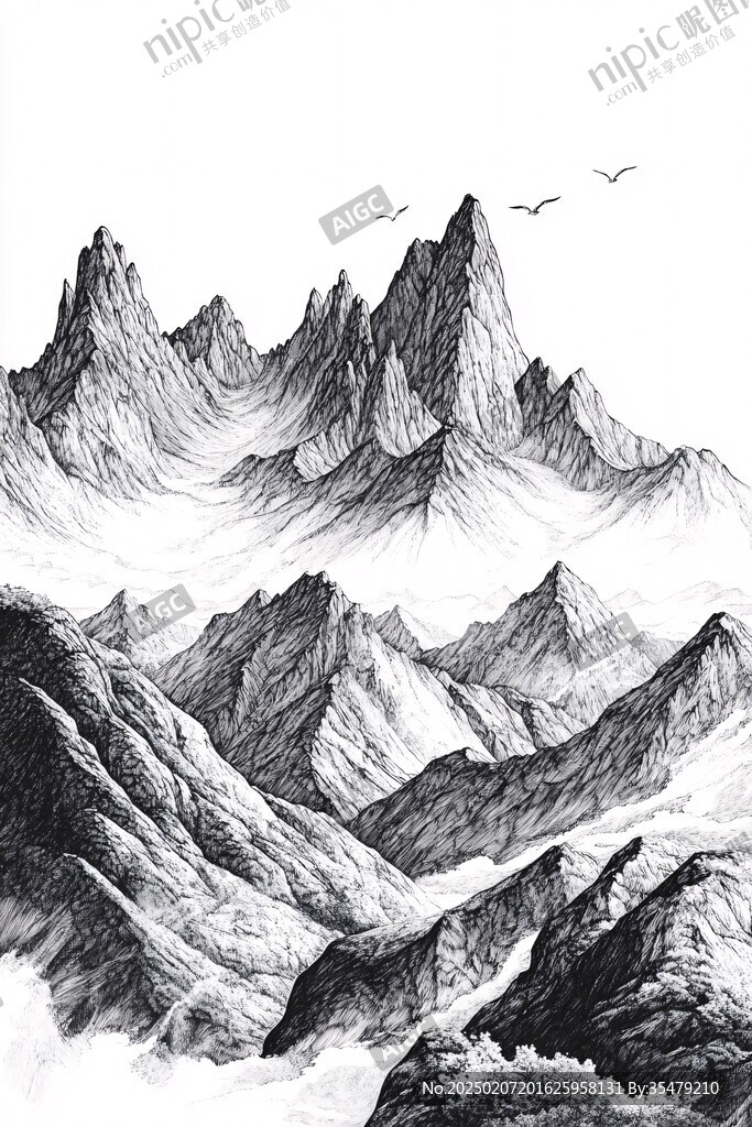线描大山