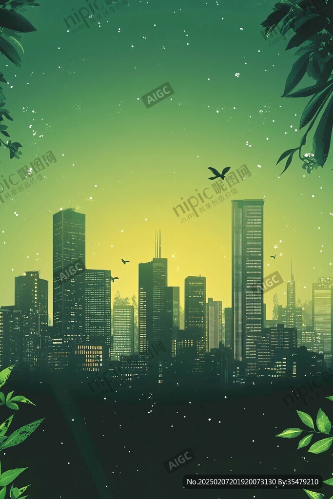绿色城市环保日背景