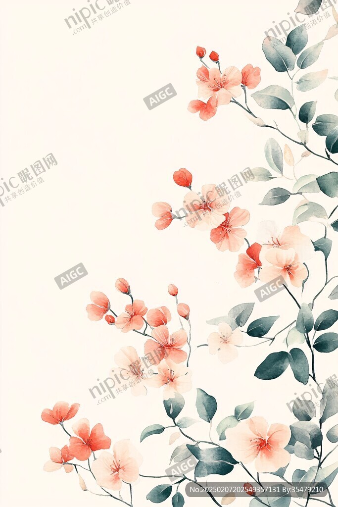 手绘映山红插画