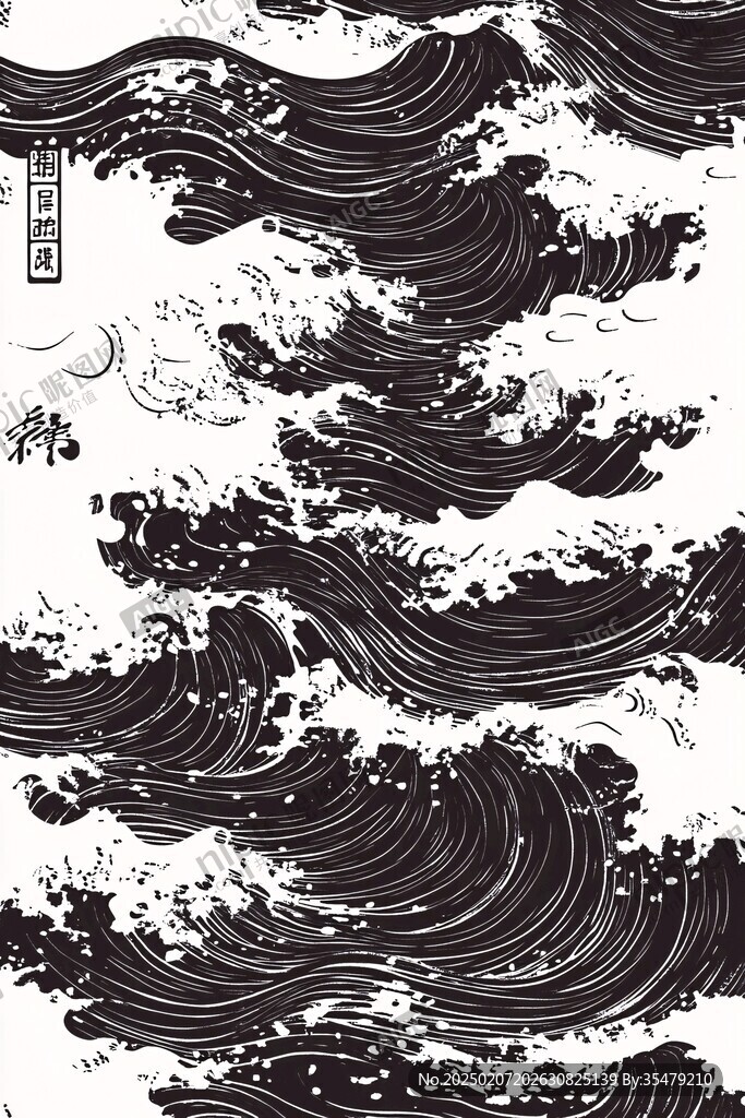 日式浪花背景