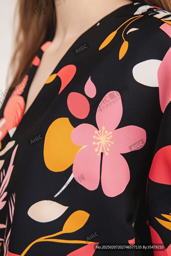 家居服花形梅红色组