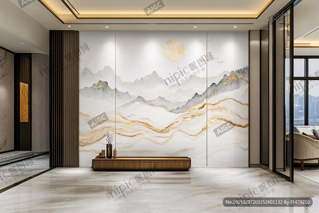 岩板山水画