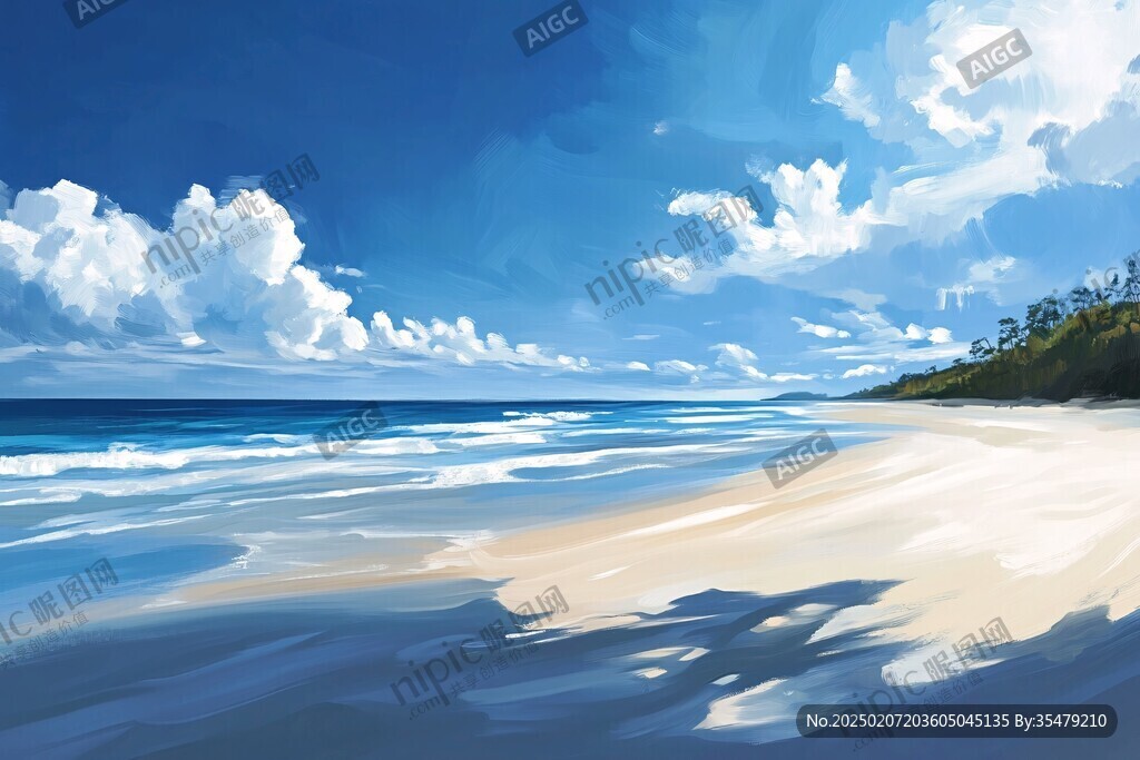 海边唯美手绘