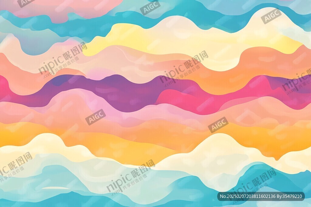 水粉彩印广告波浪底纹