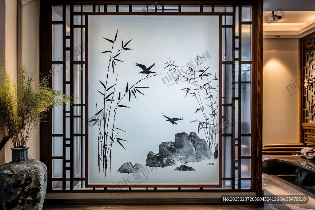 端景水墨壁画