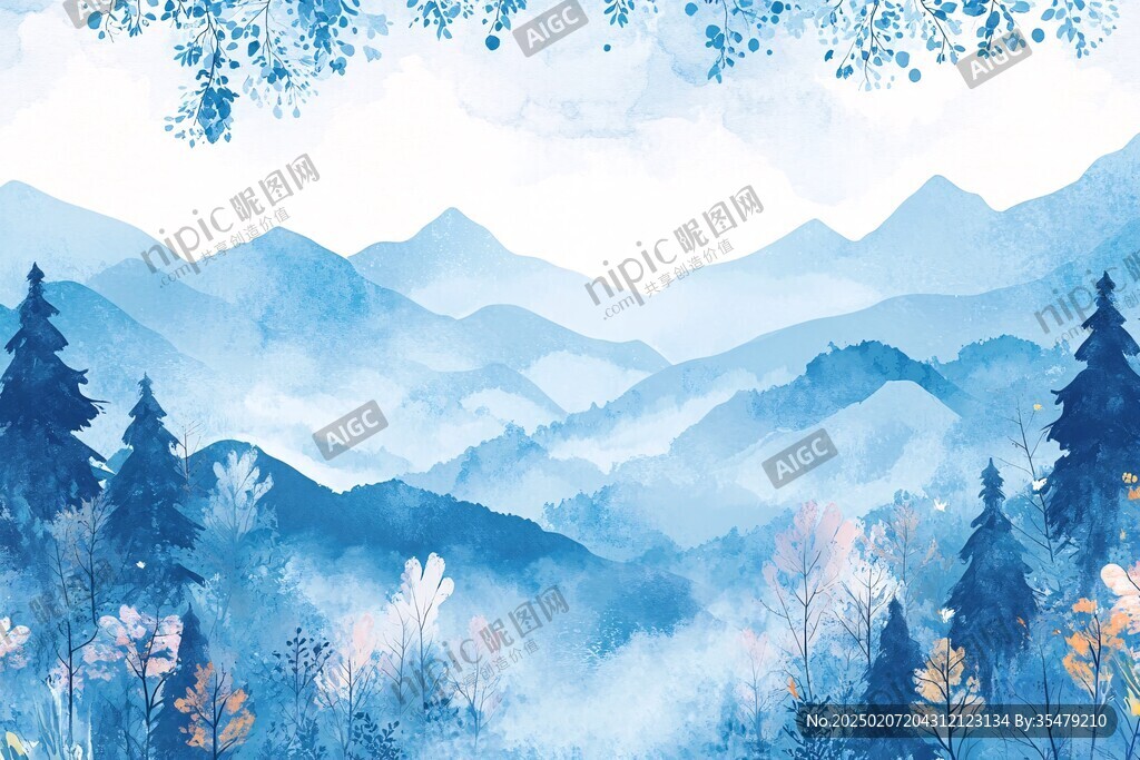北欧山水电视背景墙