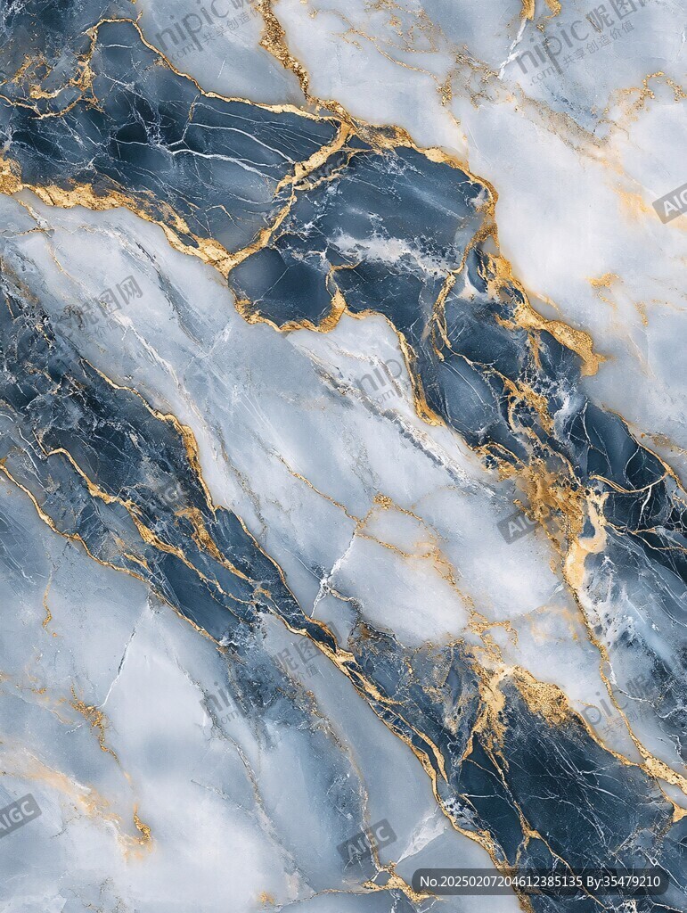 蓝色透光大理石装饰画