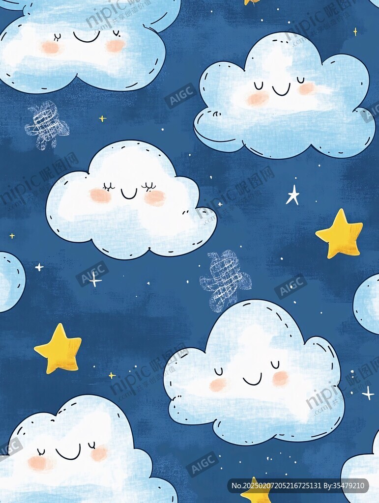 夜晚云彩星星