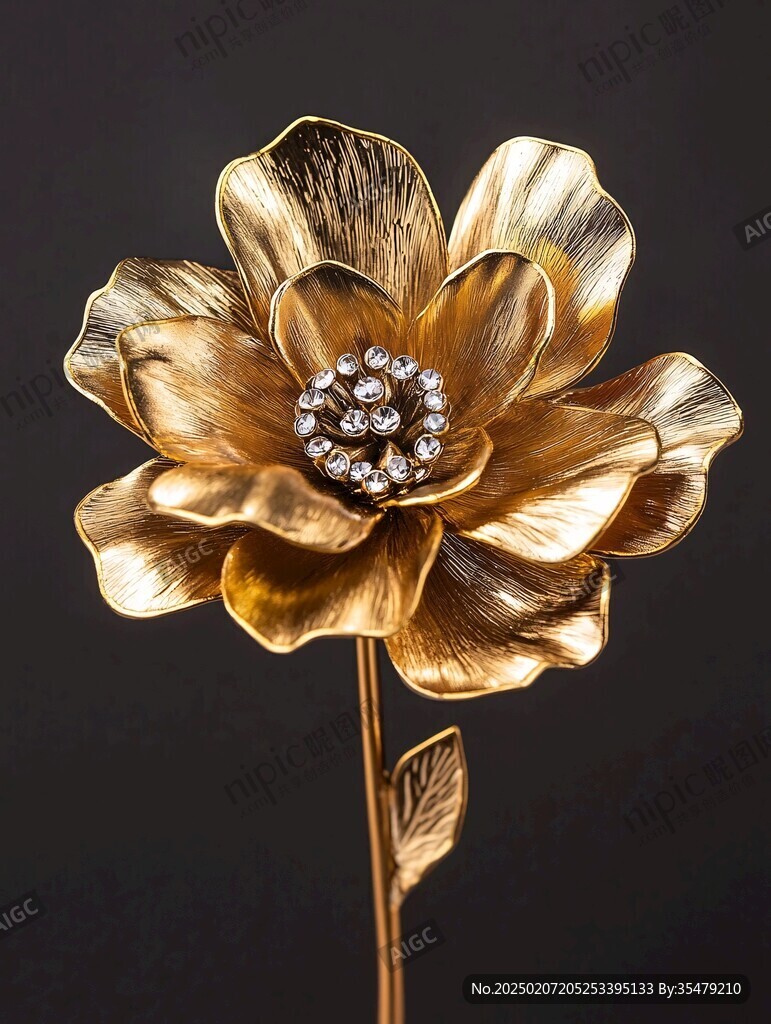 高精手绘黄金拉丝花卉