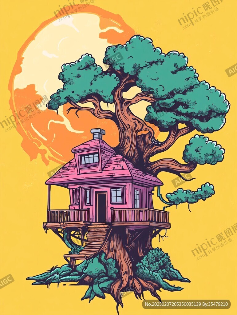 秘密树屋插画
