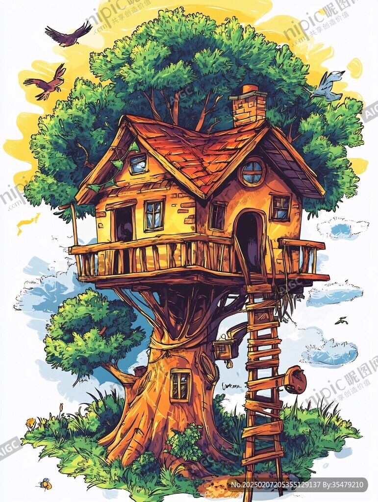 秘密树屋插画