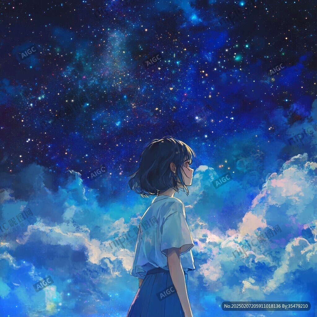 星辰大海女孩背影
