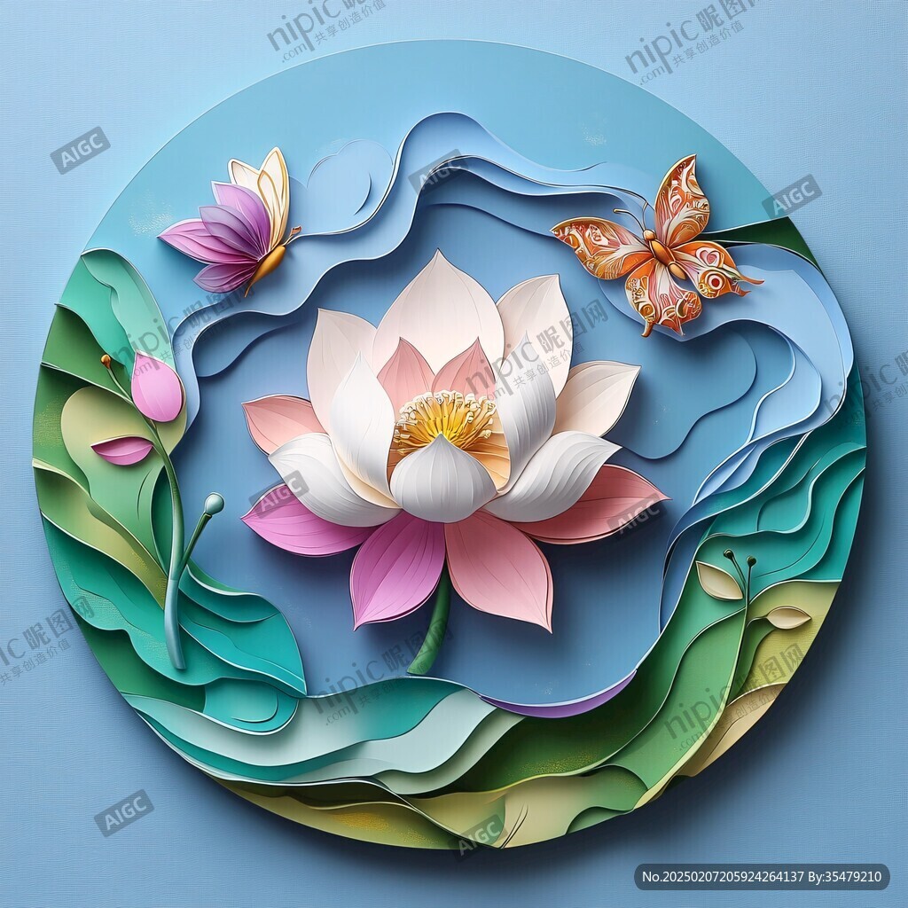 3d立体花卉荷花