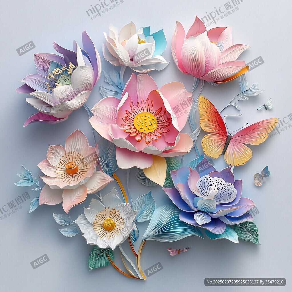 3d立体花卉荷花