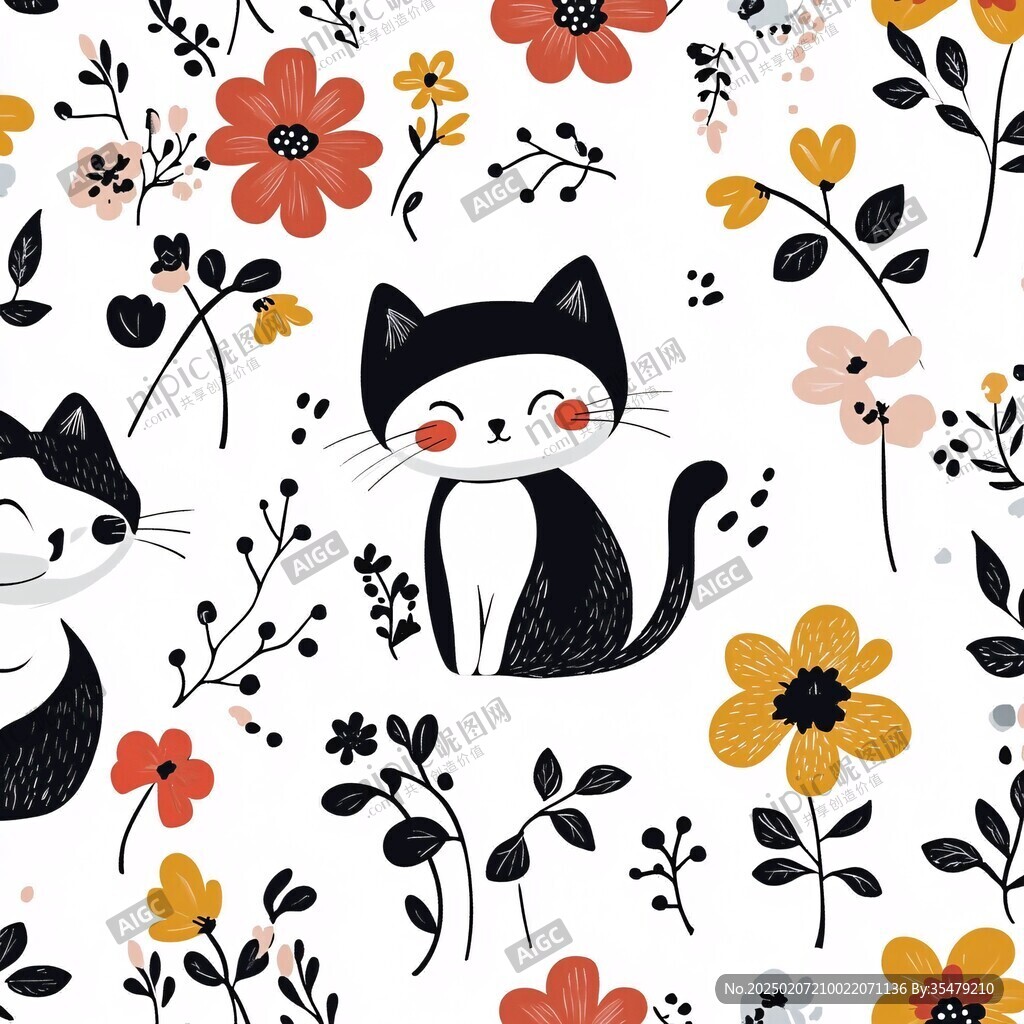 猫咪碎花