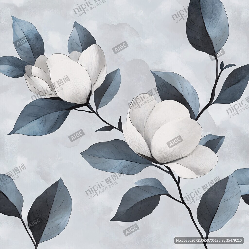 手绘山茶花装饰画