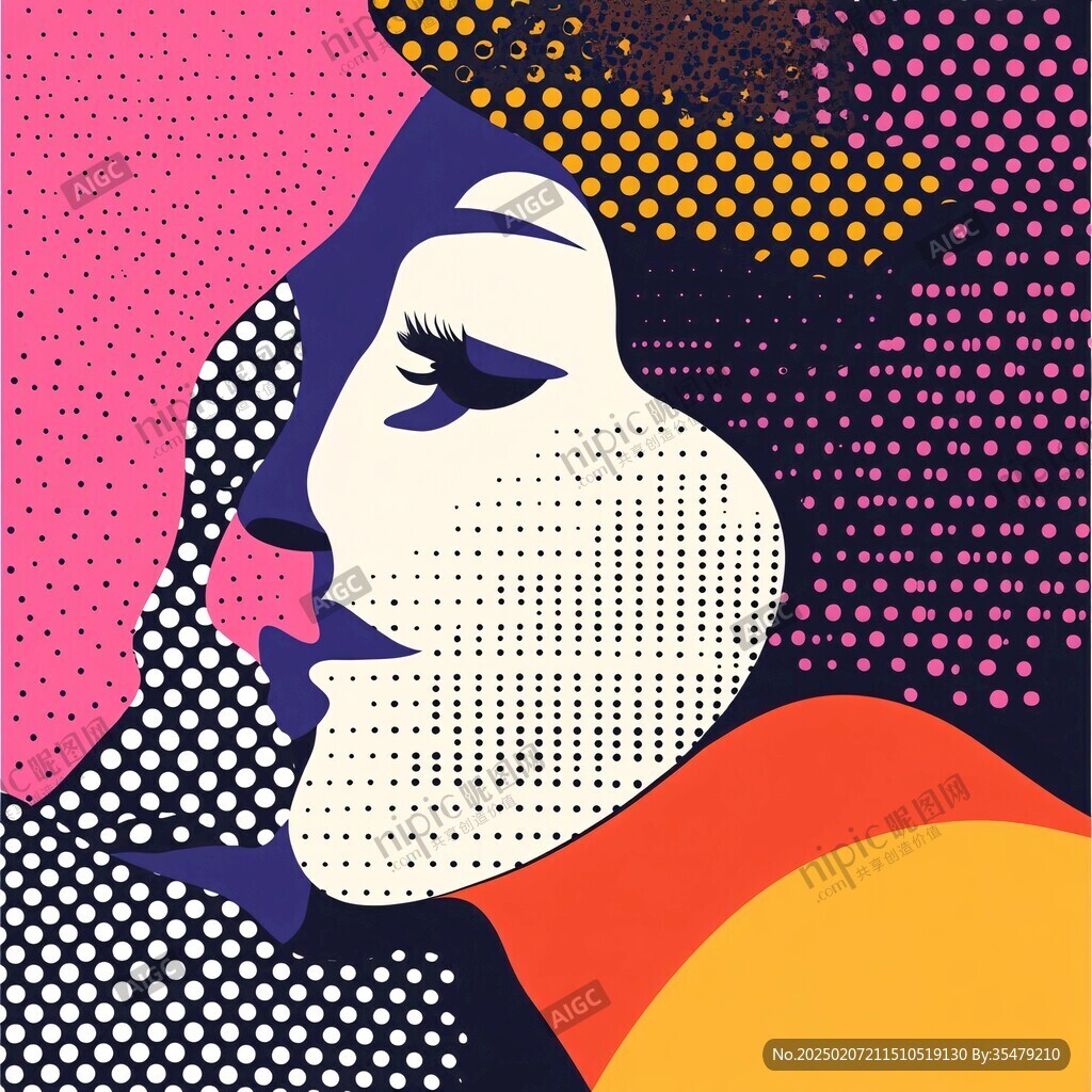 人脸色块拼接装饰画