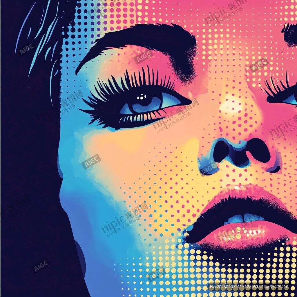 人脸色块拼接装饰画