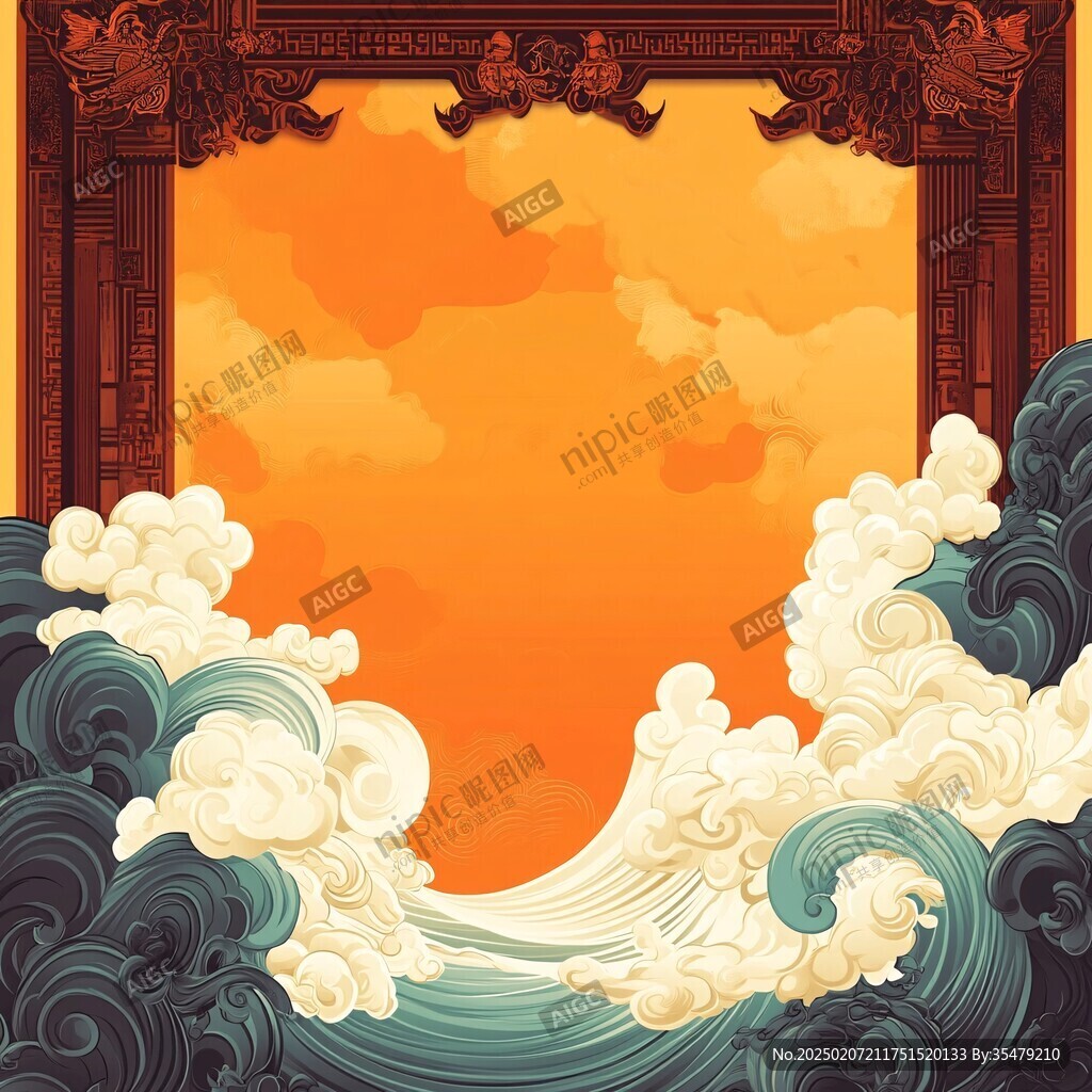 海浪云纹浪花背景