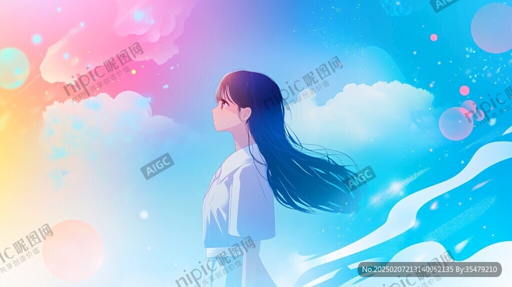 梦幻少女插画