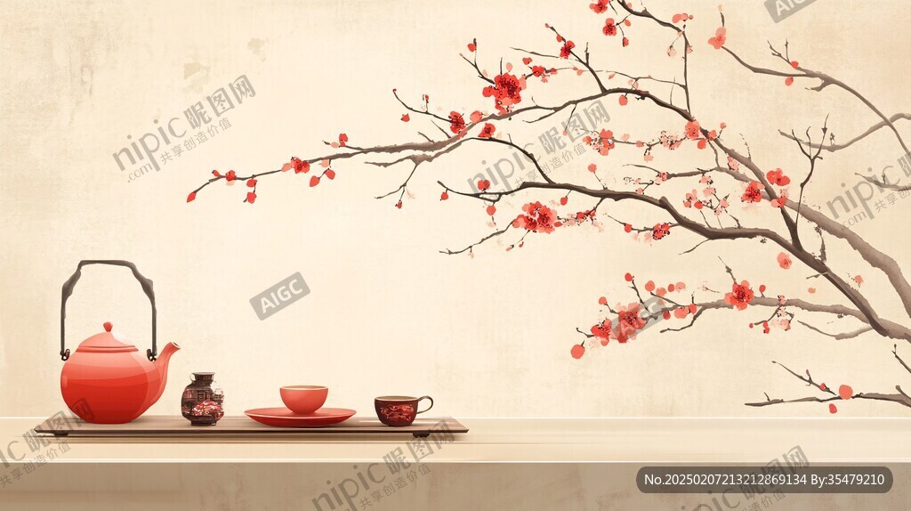 中式茶壶背景墙