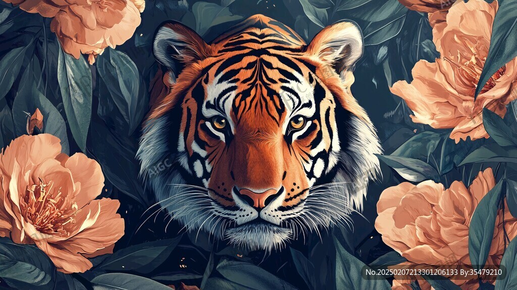 虎元素插画