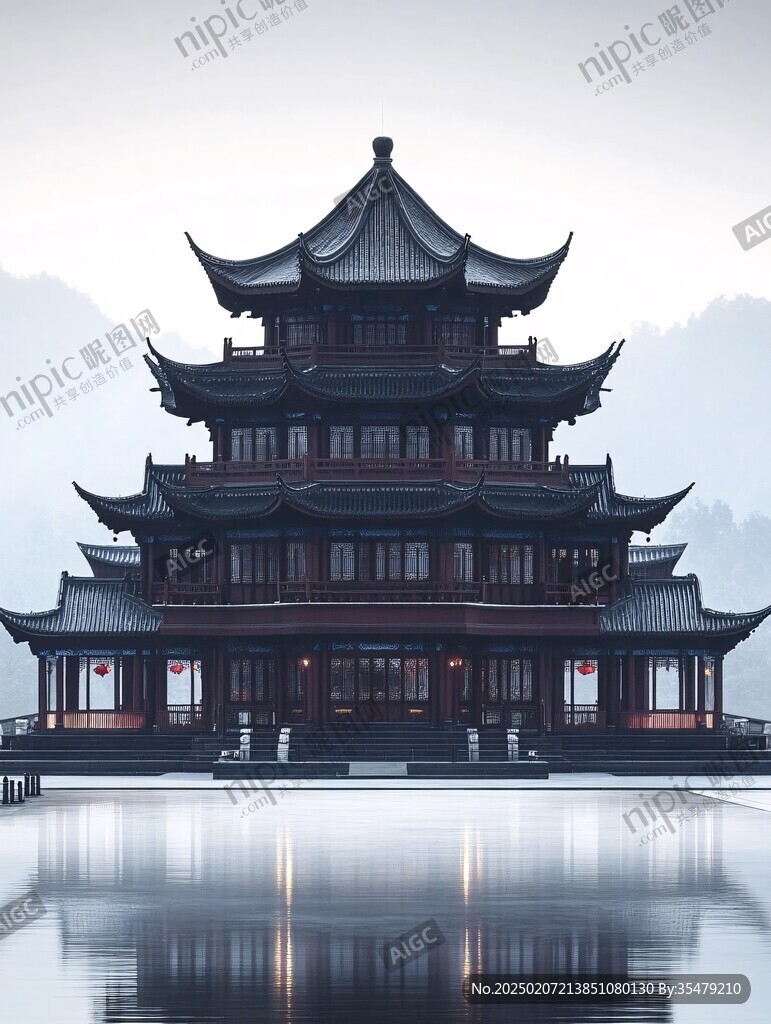 新中式楼阁皇宫山水