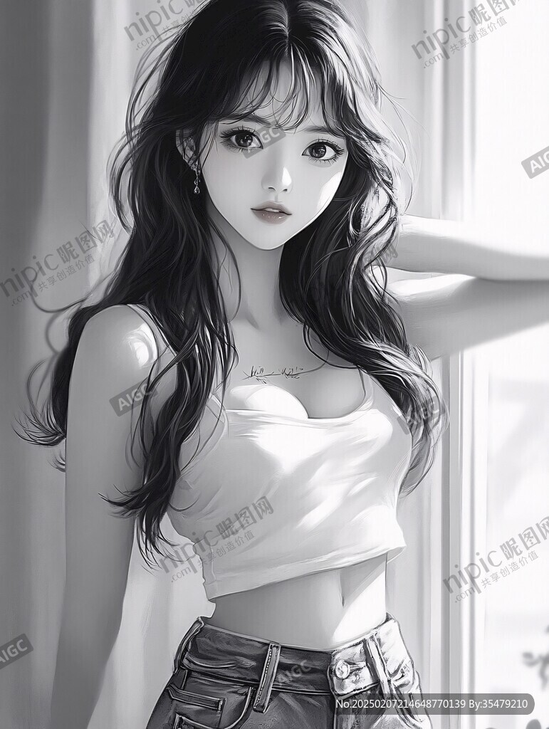 板绘少女插画