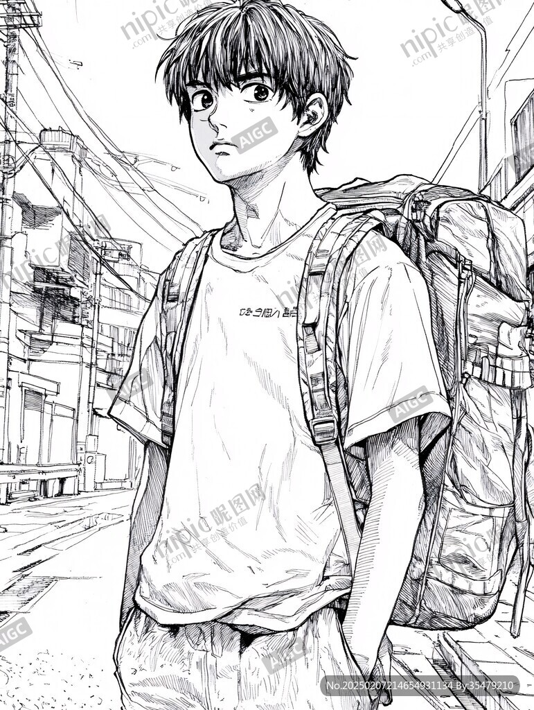 线稿上色插画