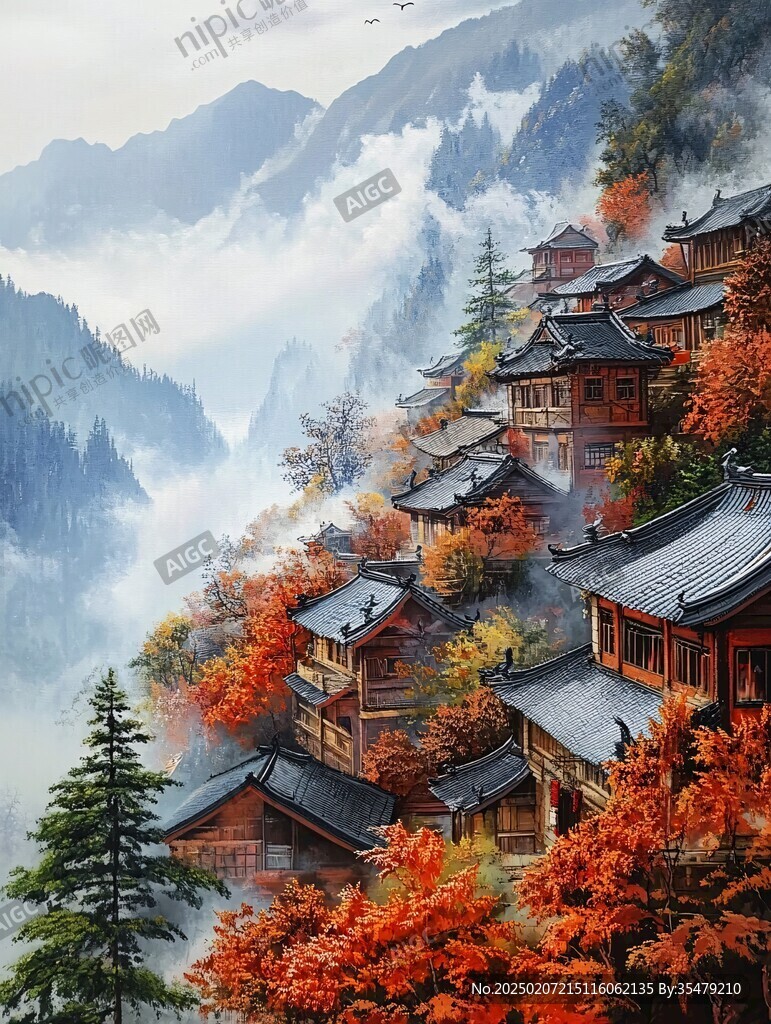 山水楼阁雅致意境风