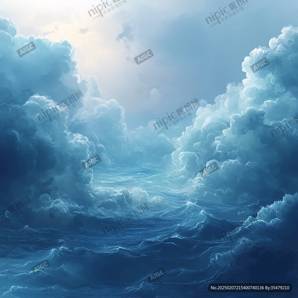 多云海面深蓝
