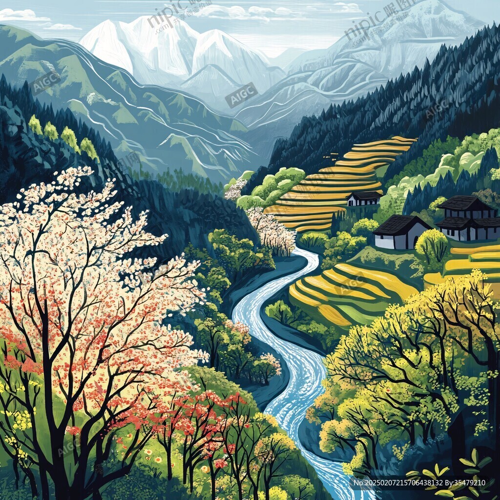 山村插画