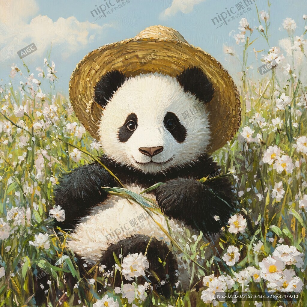写实熊猫插画
