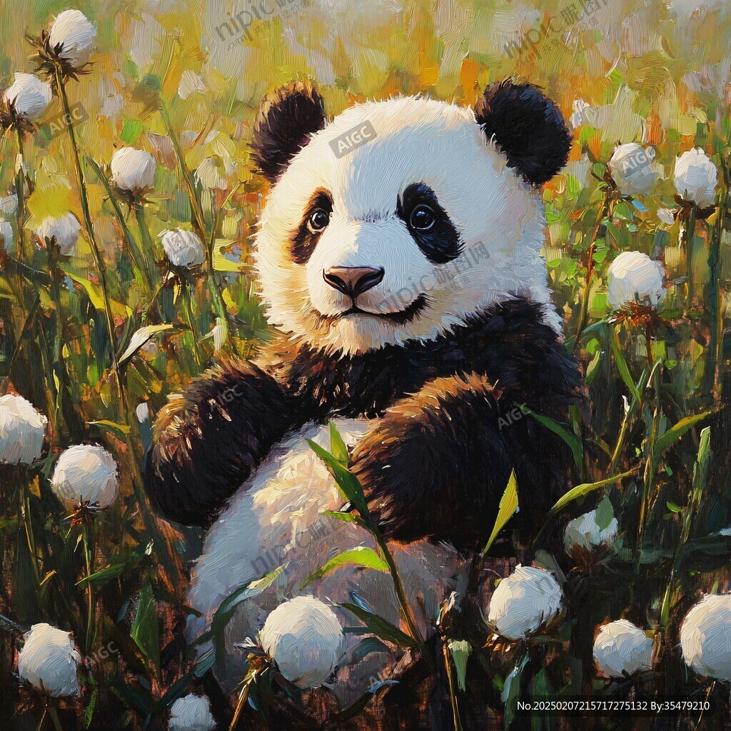 写实熊猫插画