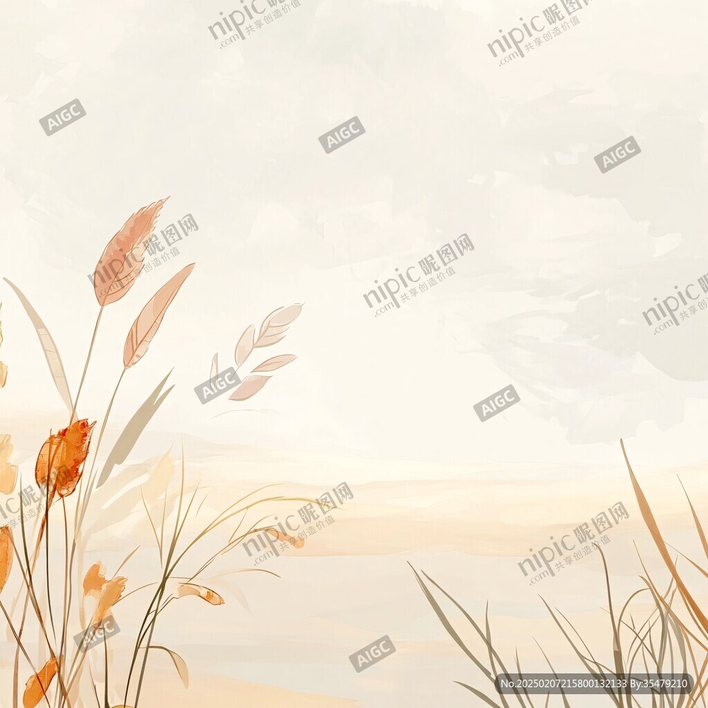 手绘芦苇地