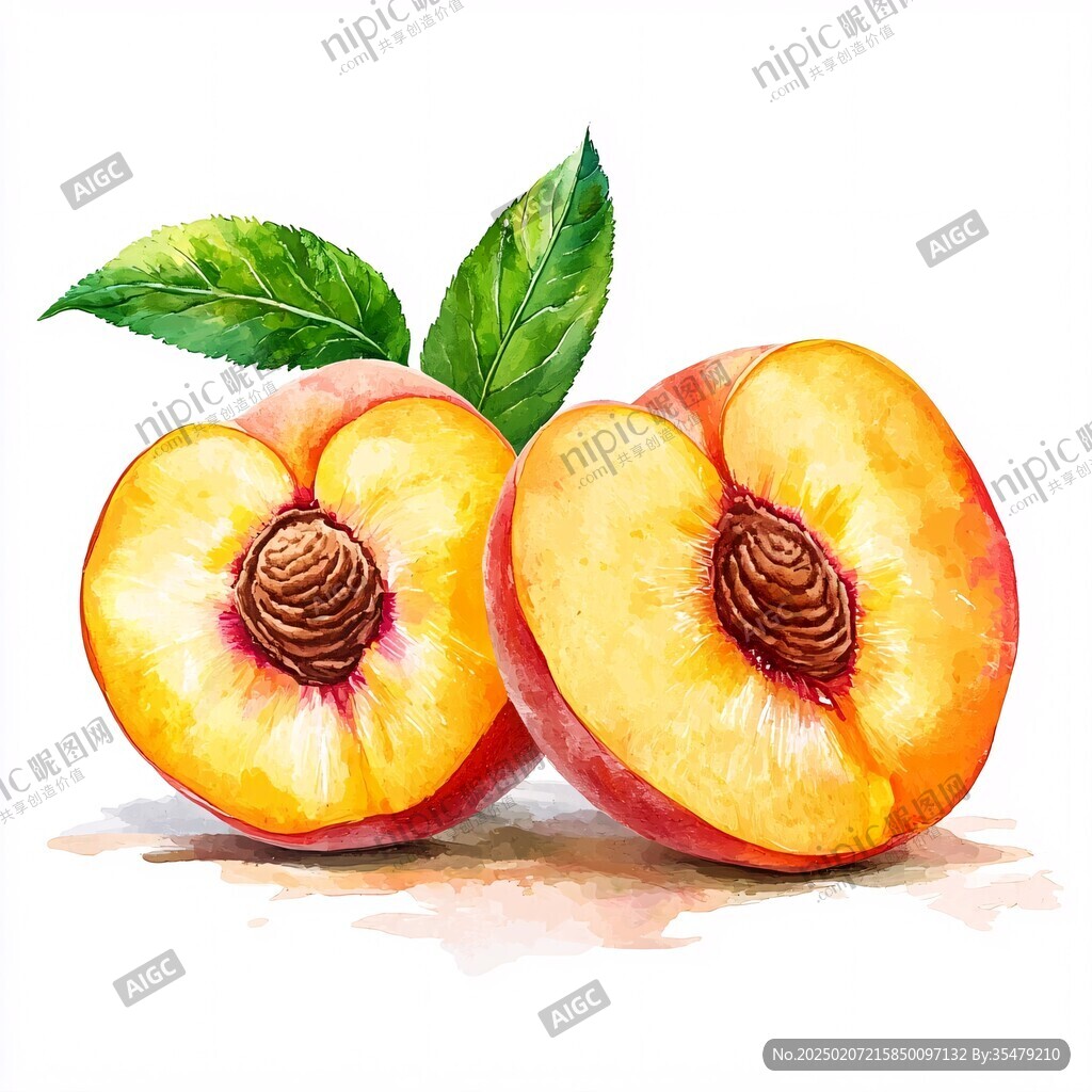 油桃插画手绘油桃