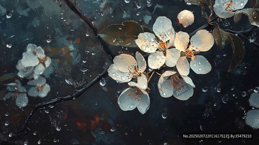 鲜花雨中花朵