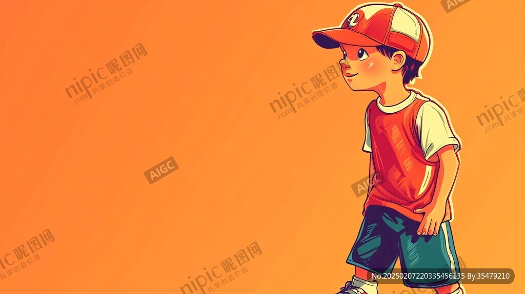 活力男孩插画
