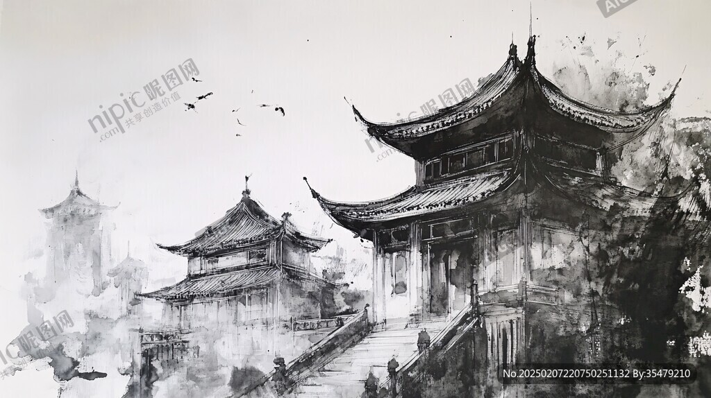 手绘烟雨楼
