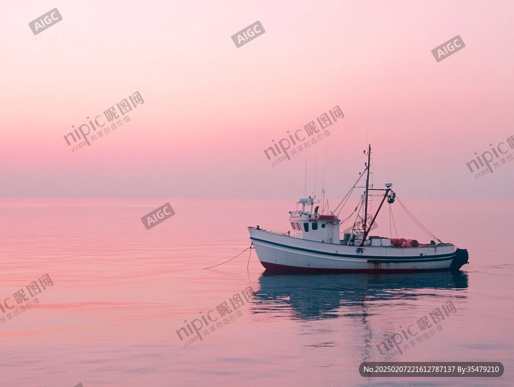 大海与渔船高清壁纸
